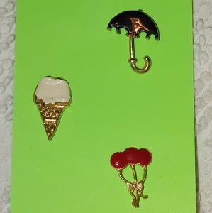 🆓 free with purchase 3/$9 3 goldtone umbrella ice cream balloon pins